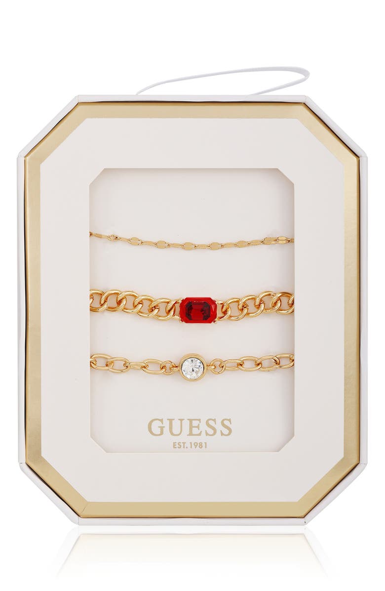 GUESS Set of 3 Assorted Chain Bracelets, Main, color, Gold