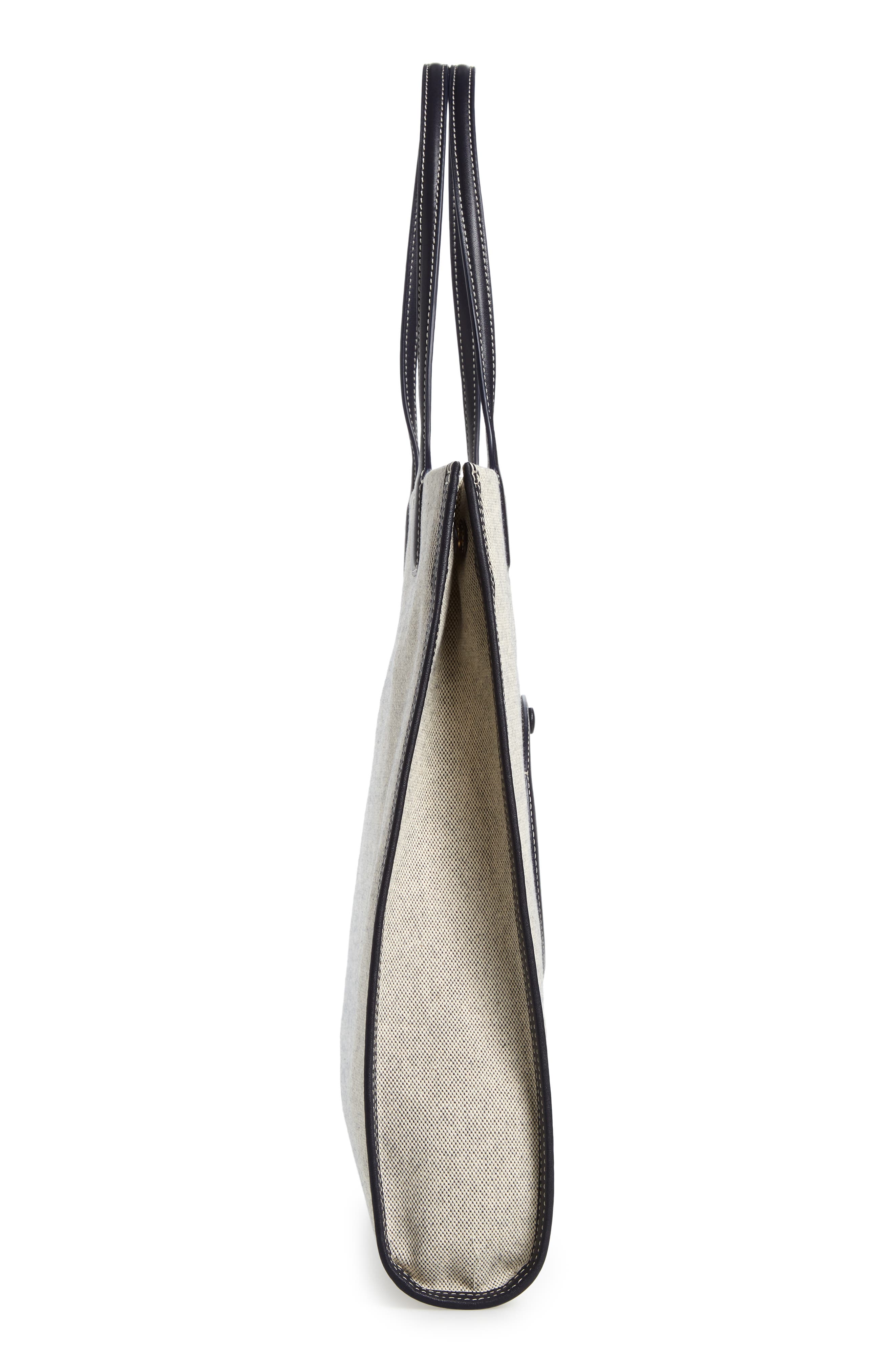 Ella N/S Tall Canvas Tote, Alternate, color, NATURAL/ TORY NAVY