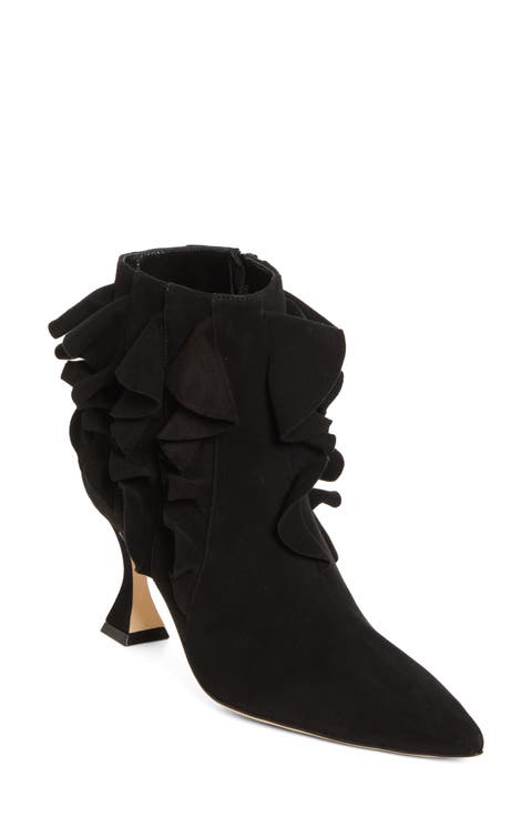 Pompa Ruffle Pointed Toe Bootie (Women)