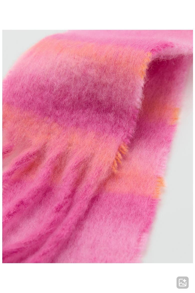 Striped Knit Fringe Scarf, Alternate, color, PINK