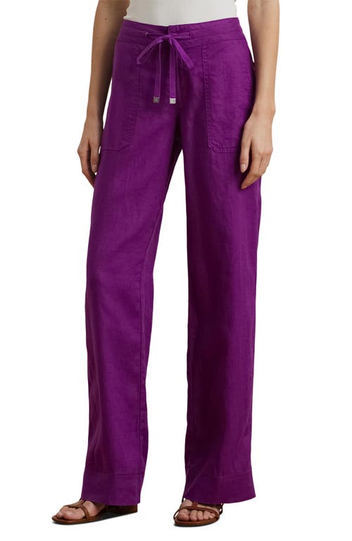 Ralph Lauren Plus Size Linen Wide-leg Pants In Purple