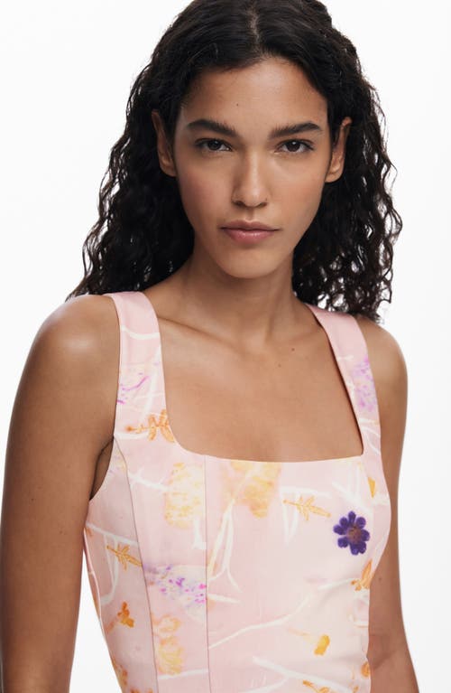 Desigual Floral Sleeveless Minidress In Pink