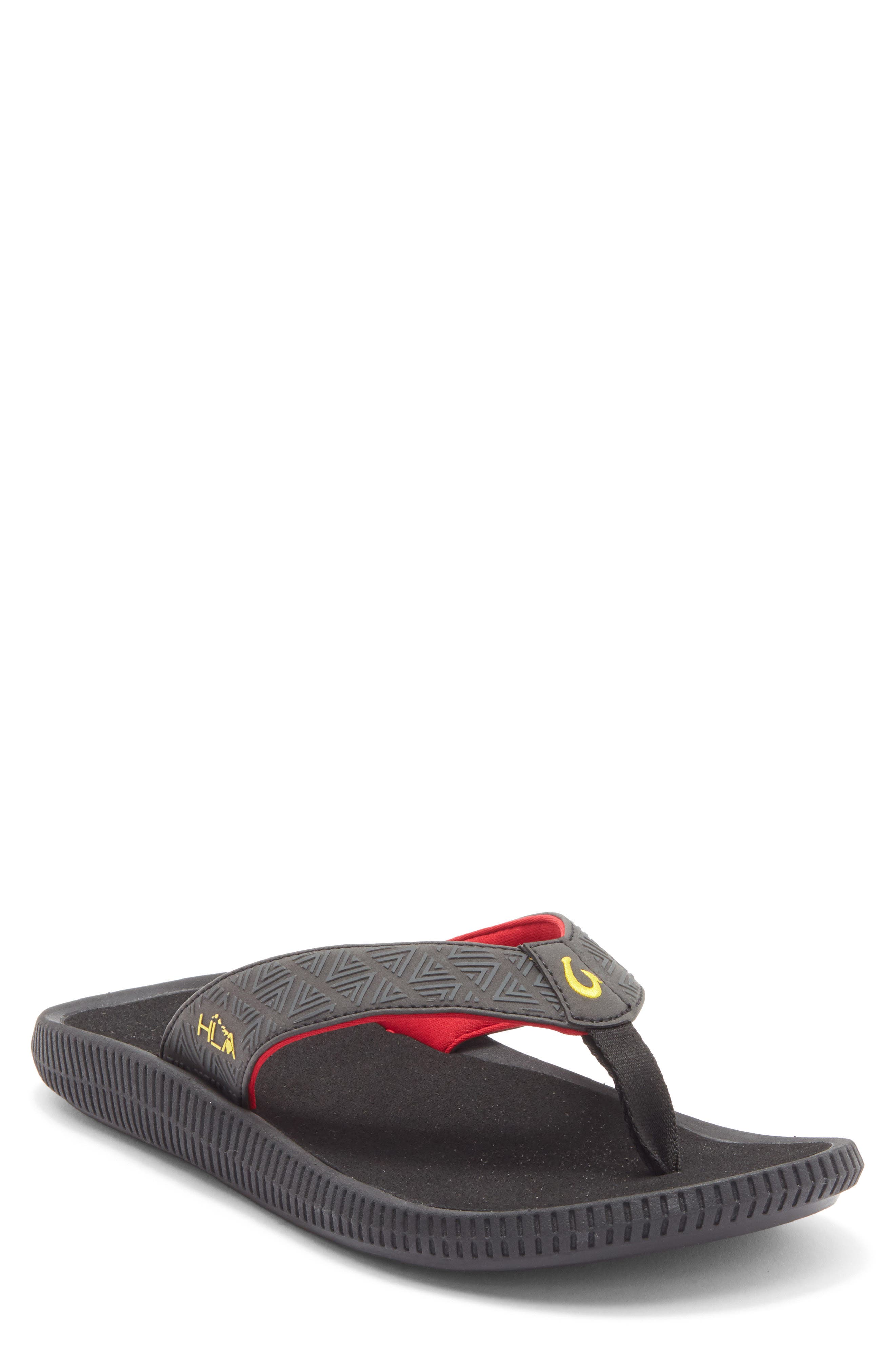 OluKai Ulele Flip Flop, Main, color, Black/ Hot Lava