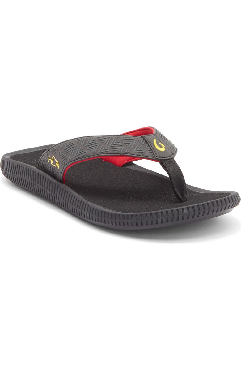 OluKai Ulele Flip Flop, Main, color, Black/ Hot Lava