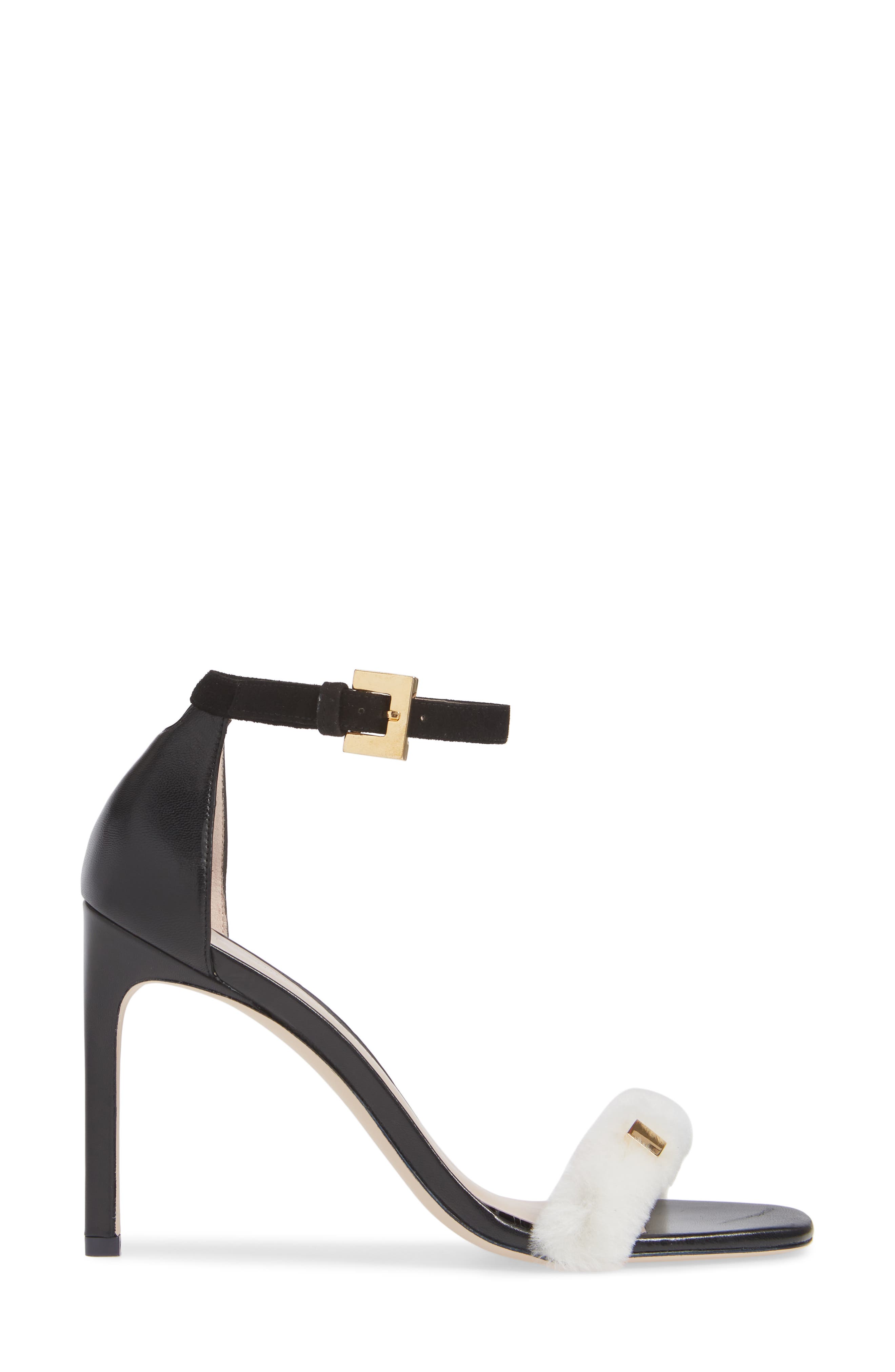 Stuart Weitzman Stormie Genuine Shearling Trim Sandal, Alternate, color, 