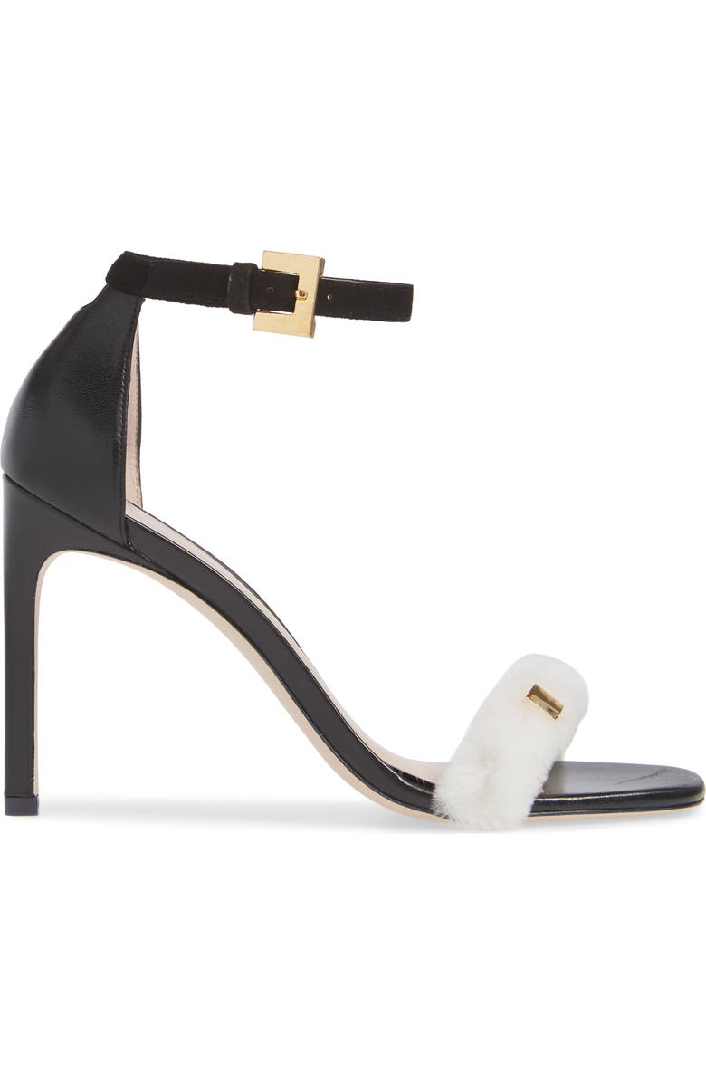 Stuart Weitzman Stormie Genuine Shearling Trim Sandal, Alternate, color,