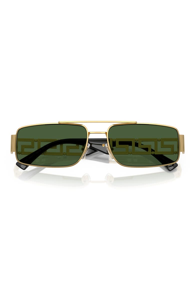 60mm Rectangular Sunglasses, Alternate, color, GOLD / DARK GREEN
