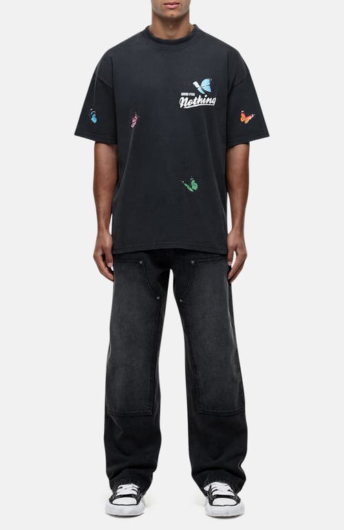 Good For Nothing Flight Butterfly Print Relaxed Tee In Blue