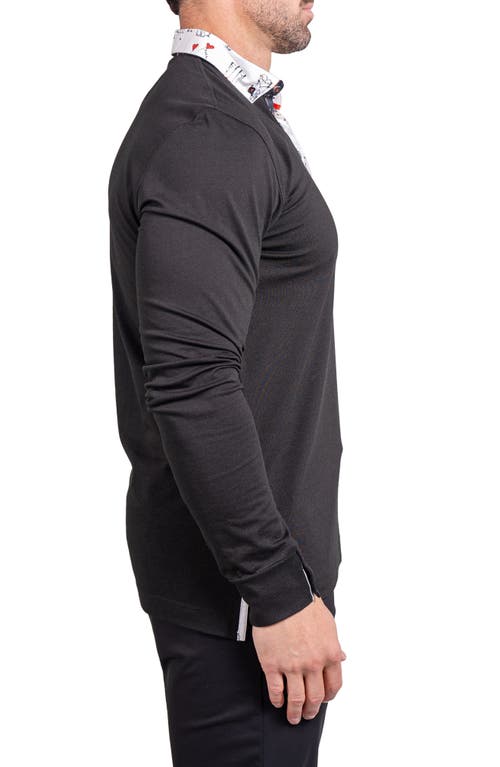 Maceoo Newton Ascension0009 Black Long Sleeve Button-down Polo In Black