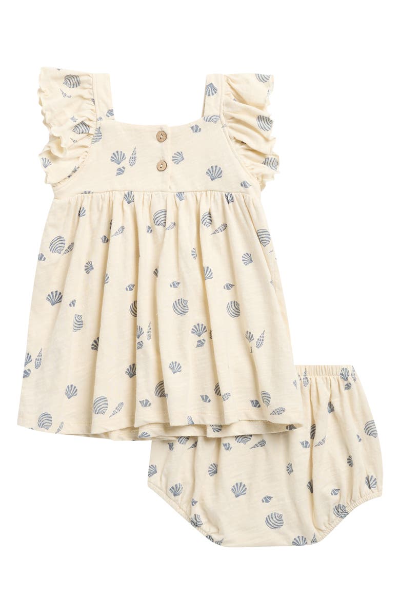 Rylee + Cru Mariposa Ruffle Cotton Dress with Bloomers, Alternate, color, Natural