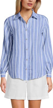 Lands' End Linen Long Sleeve Feminine Shirt