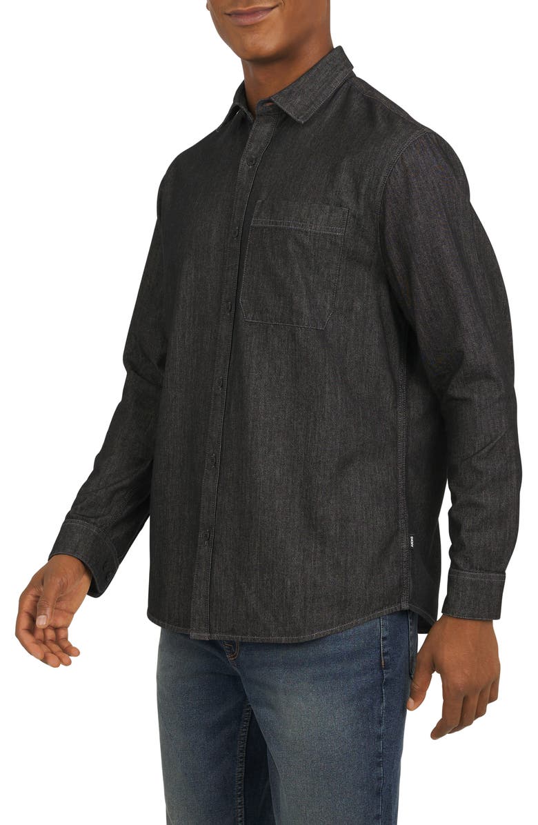 DKNY SPORTSWEAR Kingston Cotton Button-Up Shirt, Alternate, color, Black Denim