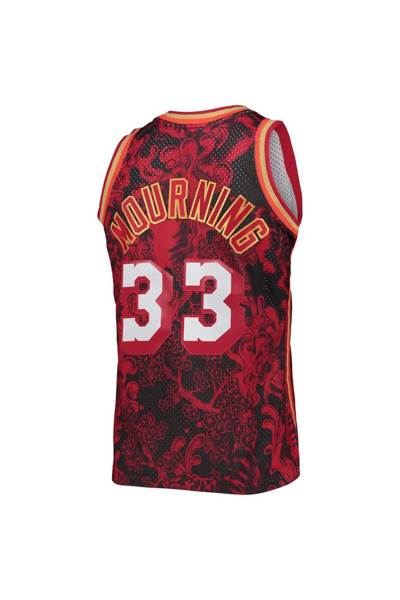 Men's Mitchell & Ness Alonzo Mourning Red Miami Heat Hardwood Classics 1996/97 Lunar New Year Swingman Jersey, Alternate, color, Red