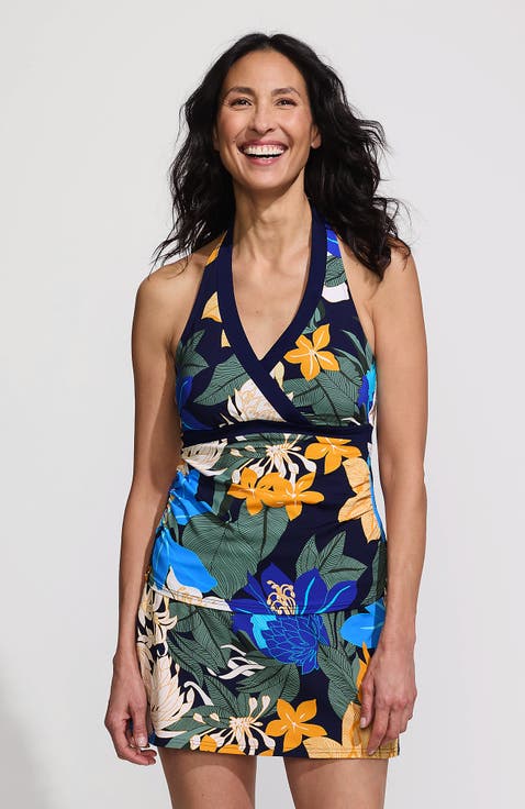 Texture V-neck Halter Tankini Swimsuit Top