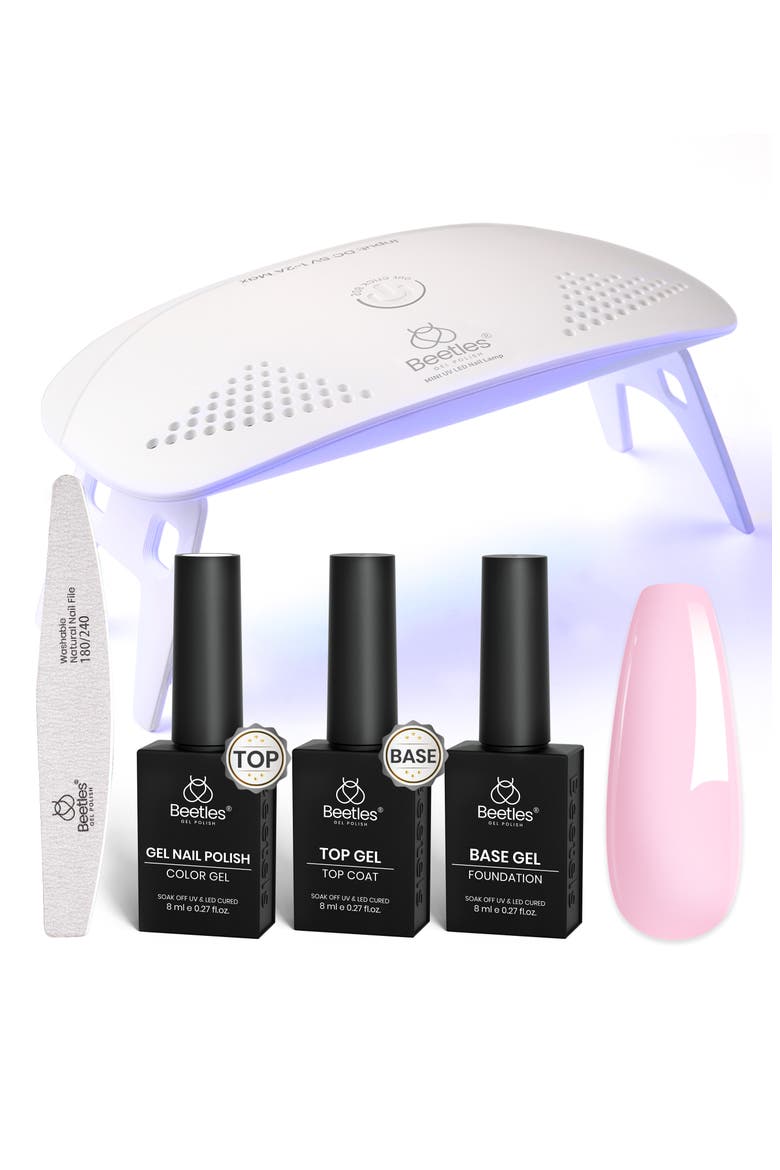 Nude Pink Gel Nail Polish Kit with UV LED Light, Main, color, Pink bubble