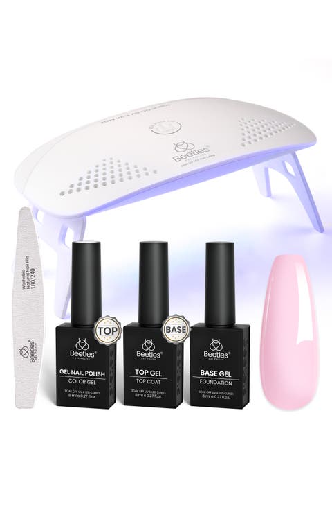 Nude Pink Gel Nail Polish Kit with UV LED Light