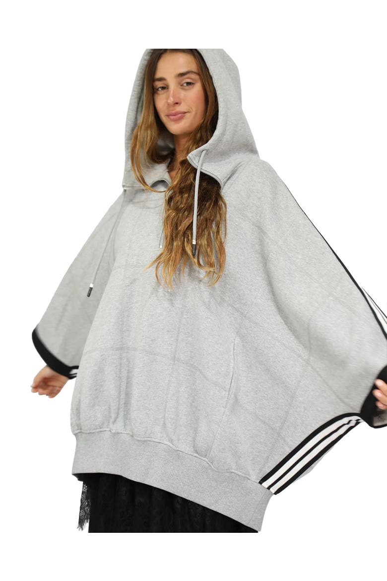 Living by the Ocean Oversized Striped Hoodie, Main, color, Grey