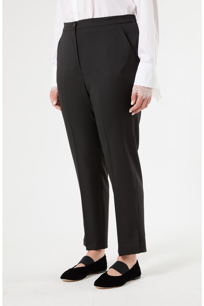 Fascino Virgin Wool Tapered Trousers, Main, color, BLACK