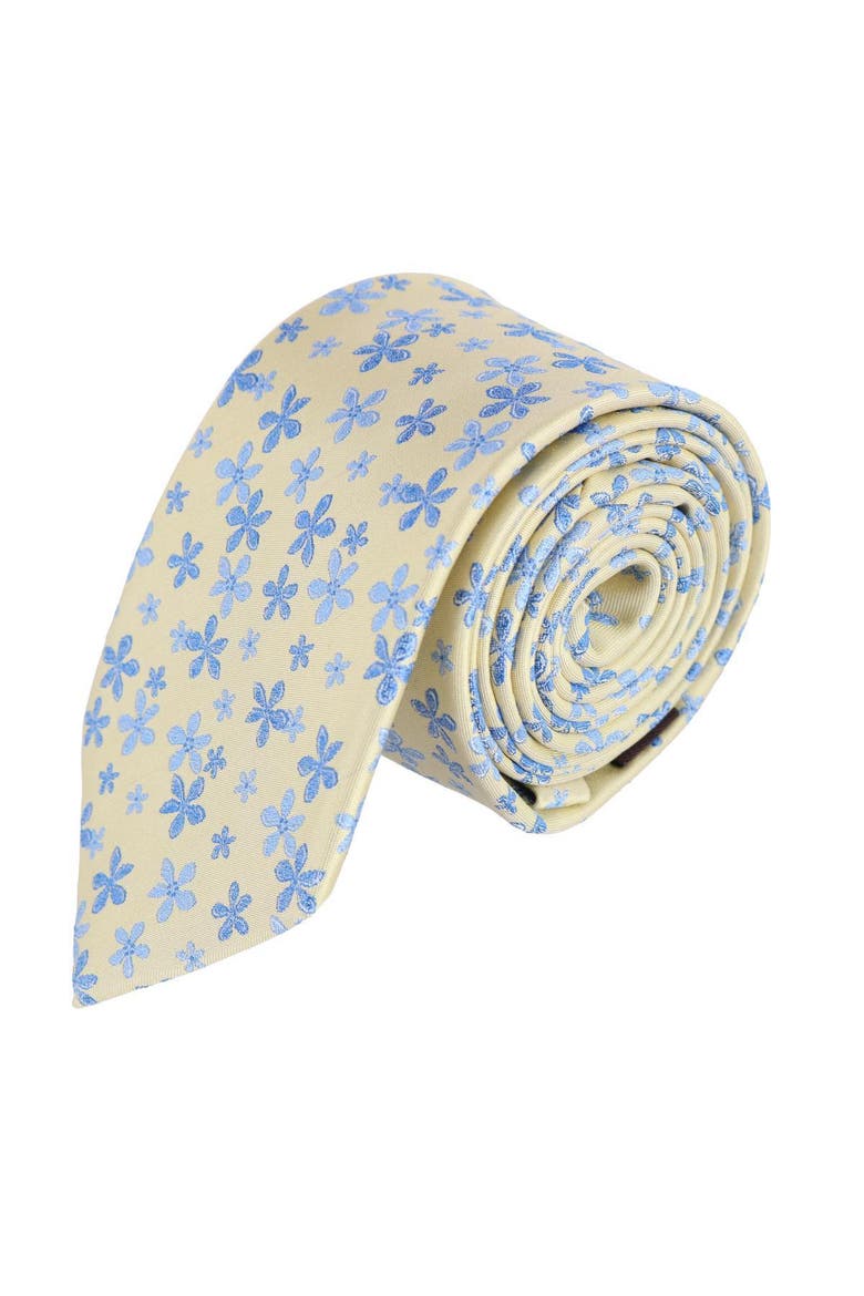 Daddy & Me Weldon Floral Silk Novelty Neckties, Main, color, Yellow