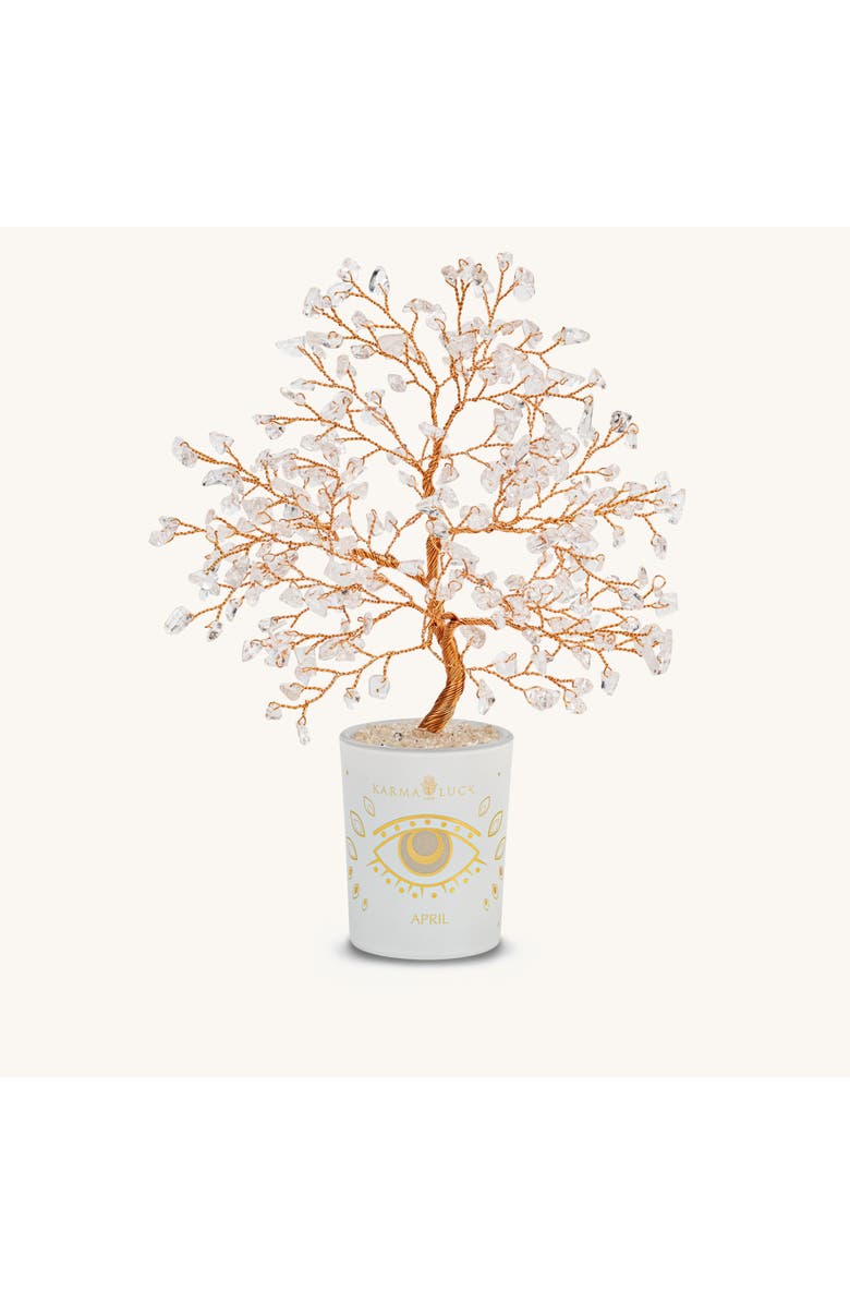 Karma and Luck Clear Quartz Feng Shui Crystal Tree of Life April Birthstone Amplified Dreams, Main, color, White