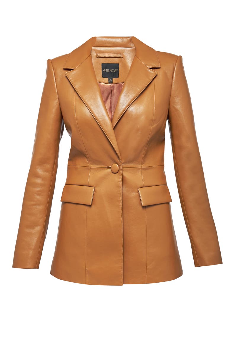 Finn Recycled Leather Blazer, Alternate, color, Vintage Luggage