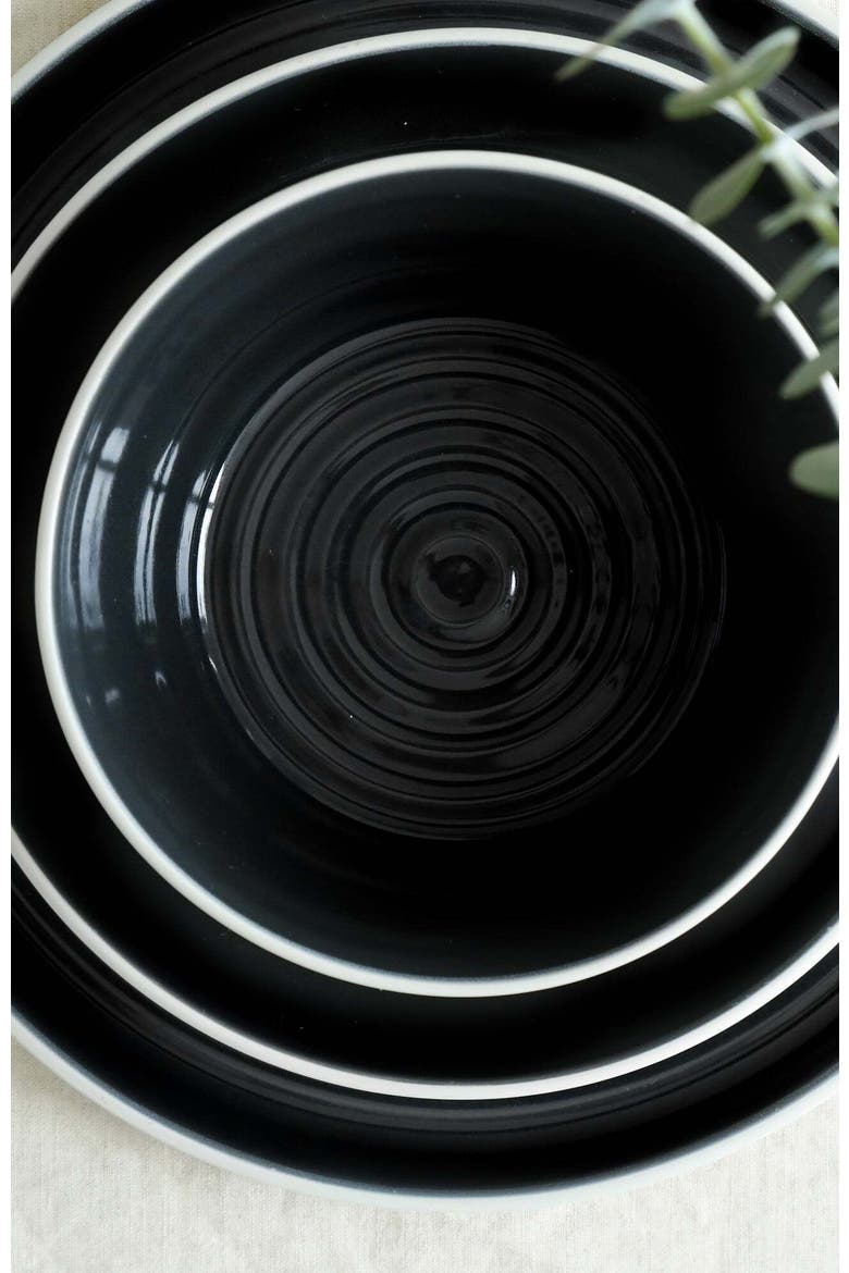 Elica Stoneware 12-Piece Dinnerware Set, Alternate, color, Black and Beige