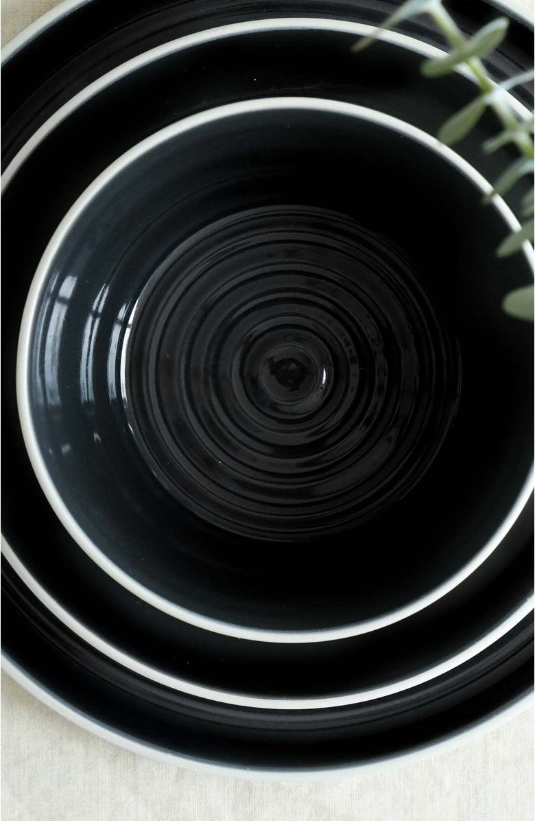 Stone Lain Elica Stoneware 12-Piece Dinnerware Set, Alternate, color, Black And Beige