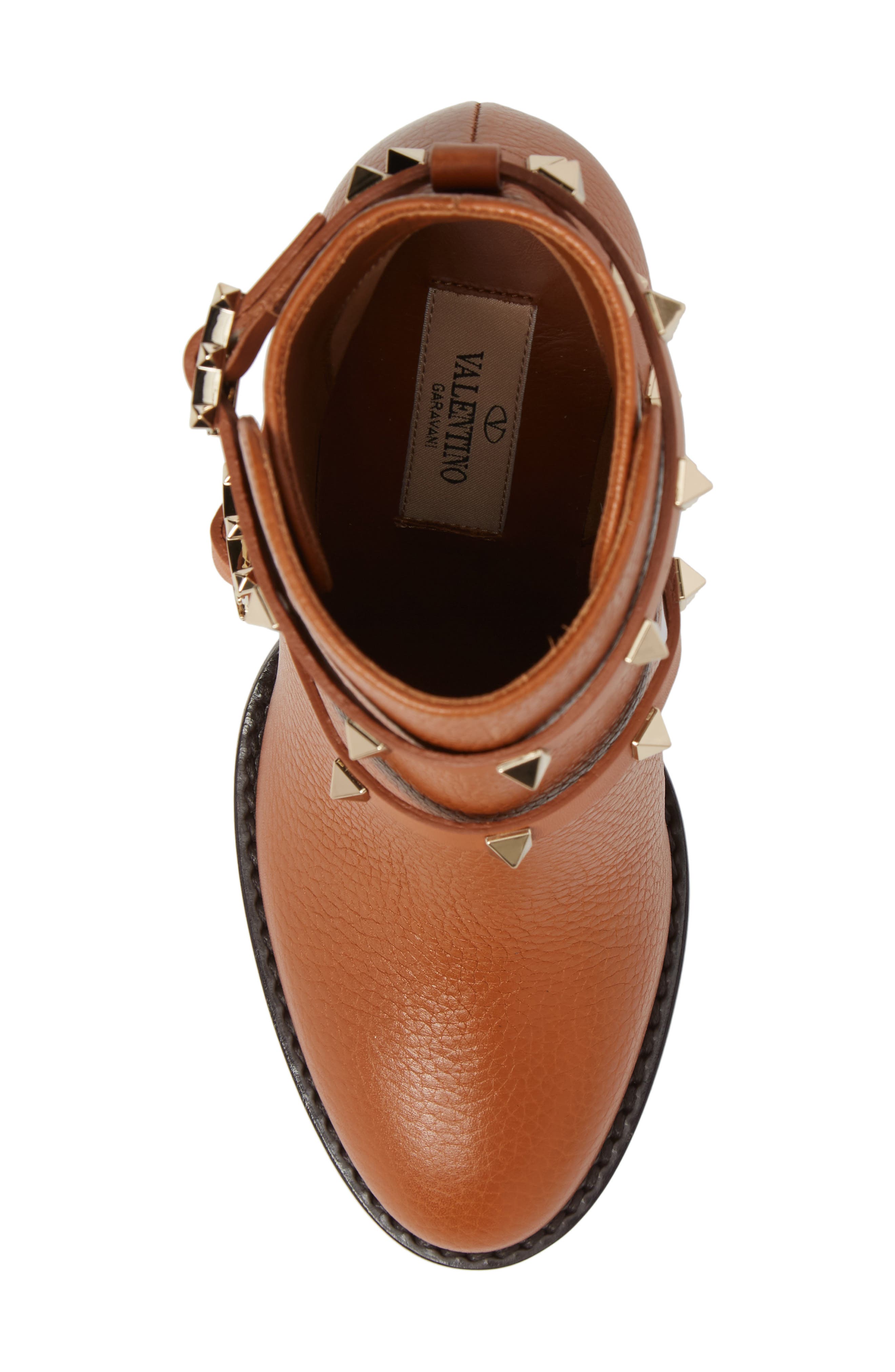 Rockstud Block Heel Bootie, Alternate, color, LIGHT CUIR