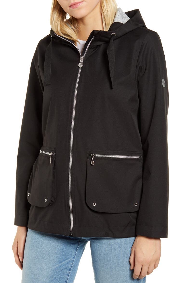 Hooded Rain Jacket, Alternate, color, BLACK