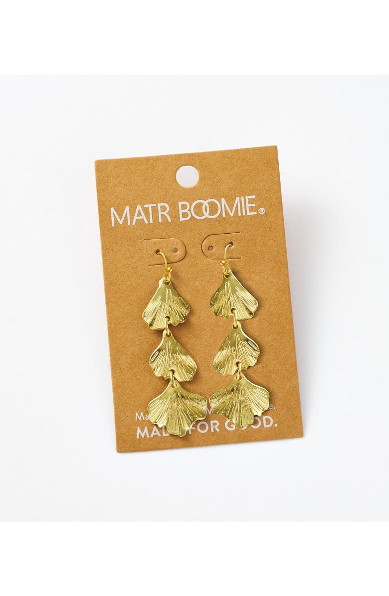 Matr Boomie Sayuri Ginkgo Leaf Triple Drop Statement Earring, Alternate, color, Gold