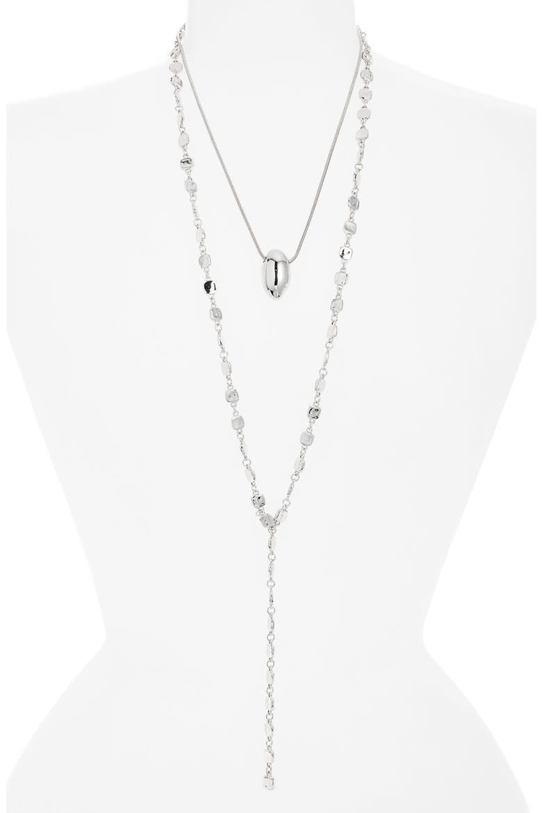Set of 2 Orb & Y-Necklaces, Alternate, color, SILVER
