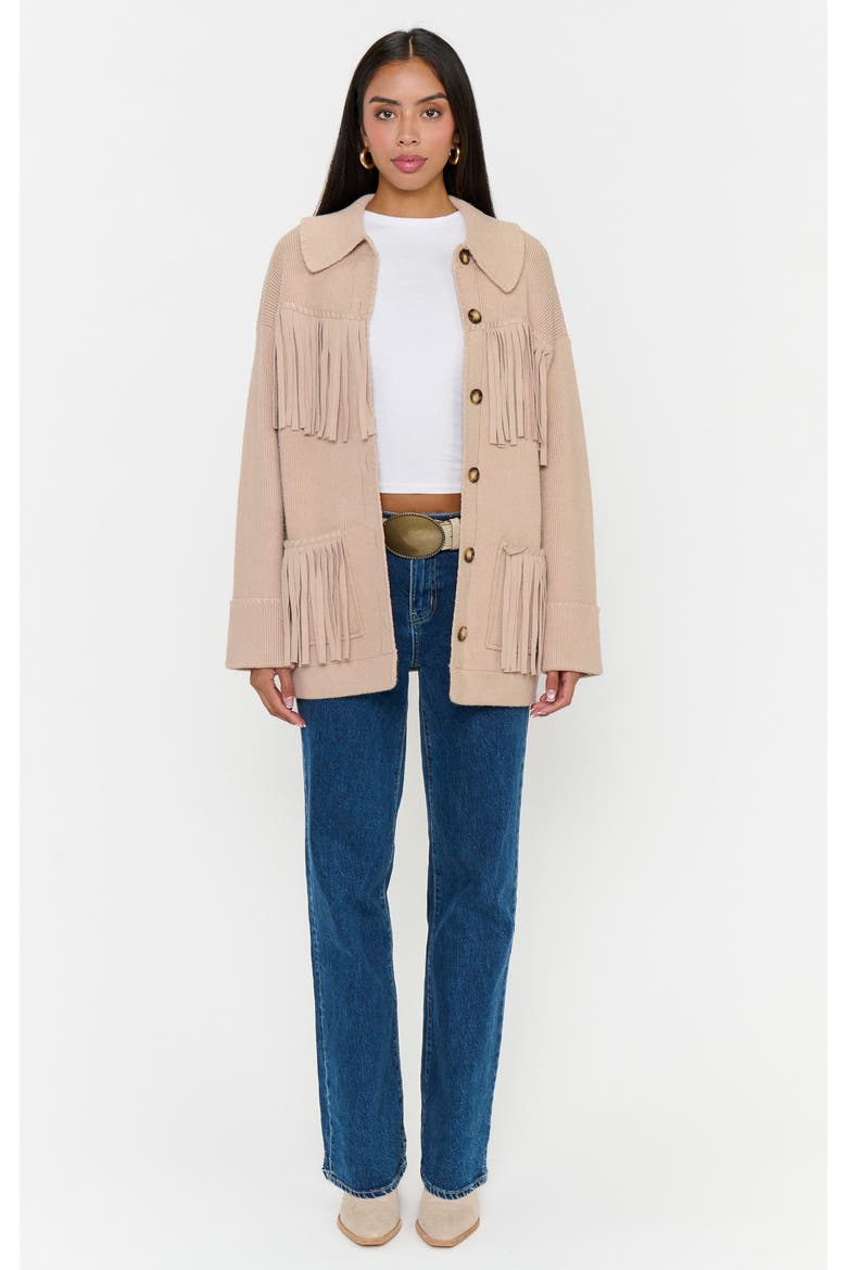 Santa Barbara Jacket, Alternate, color, Tan Knit Fringe