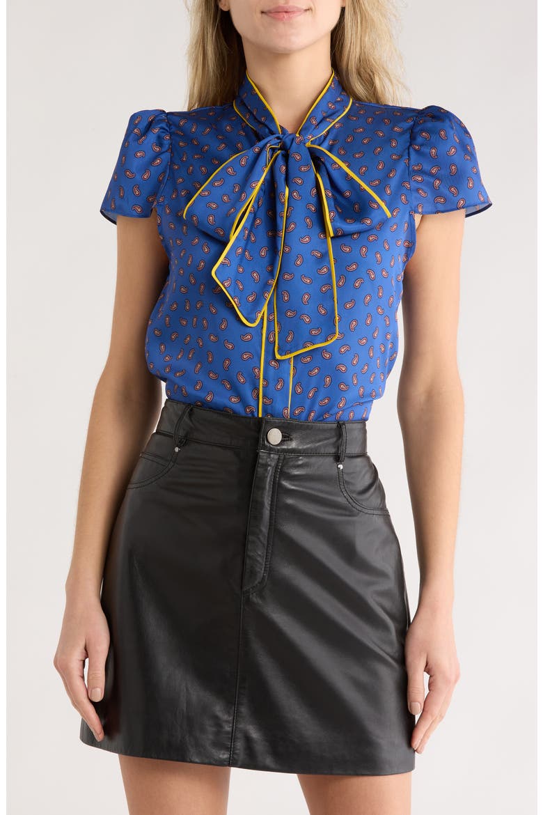 ALICE + OLIVIA Jeannie Piped Tie Neck Top (Women) | Nordstromrack