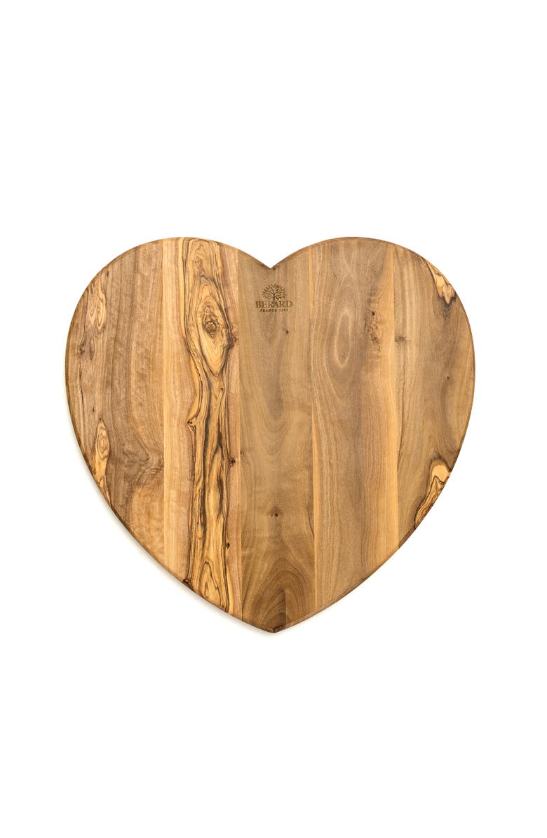 Berard Olivewood Cutting Board, Heart Shape, 11 x 6.7 x 0.63", Alternate, color, Brown