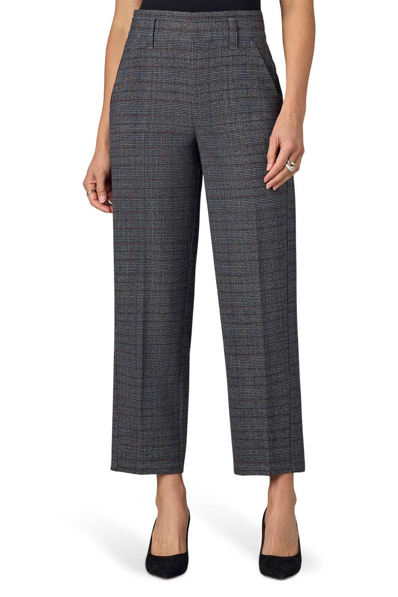 Skyrise Plaid High Waist Straight Leg Ankle Trousers, Main, color, CHARCOAL UMBER MULTI