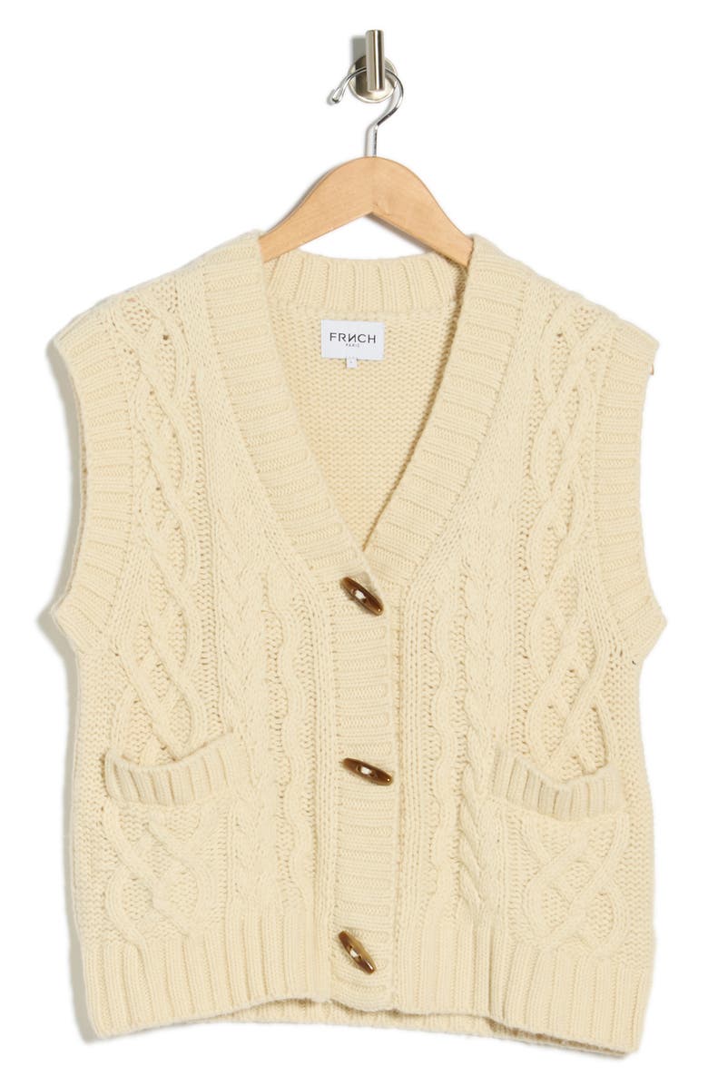 FRNCH High Winter Sweater Vest, Alternate, color, Creme