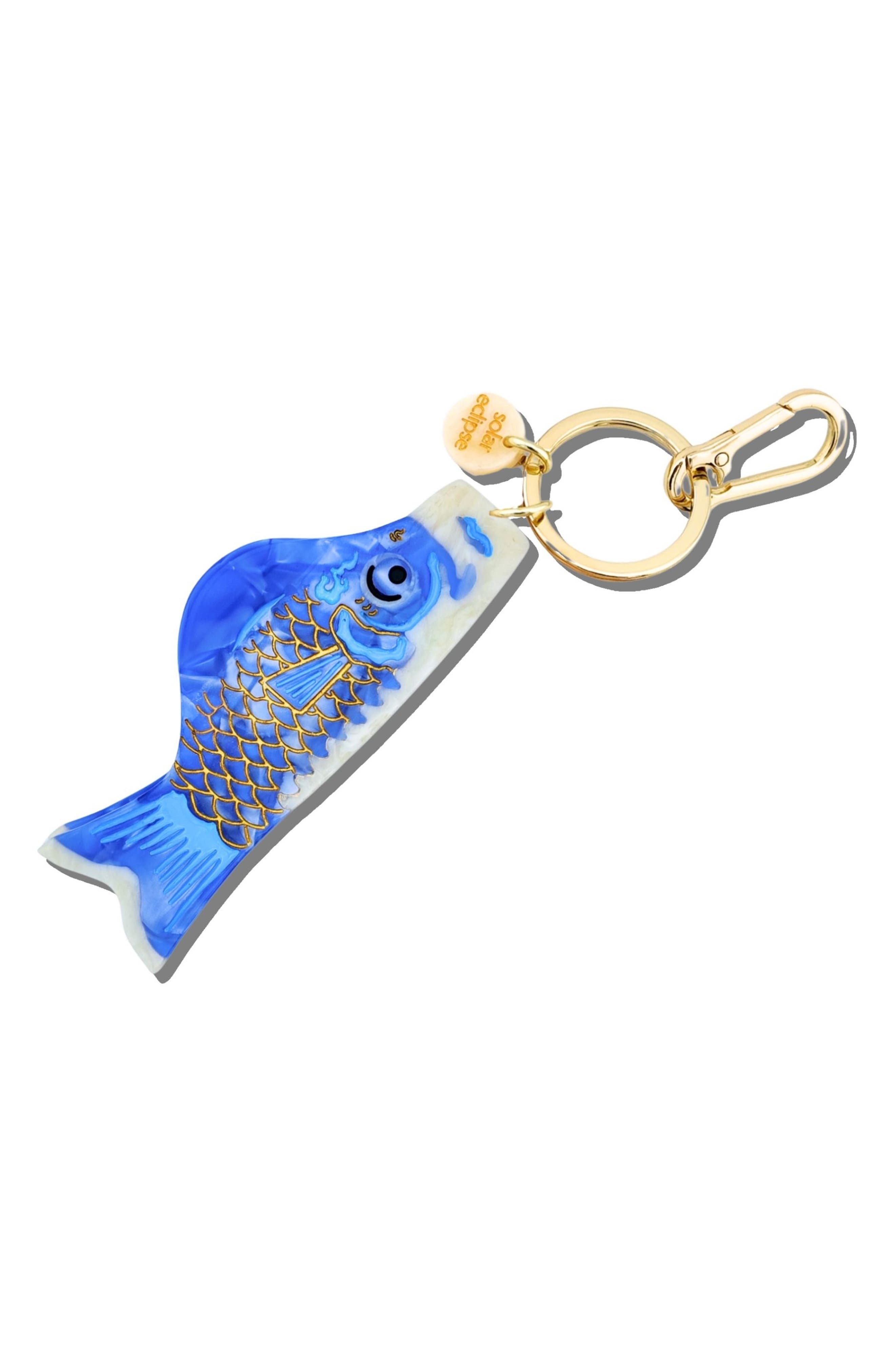 Solar Eclipse Hand Painted Japanese Carp Key Chain Bag Charm, Main, color, 