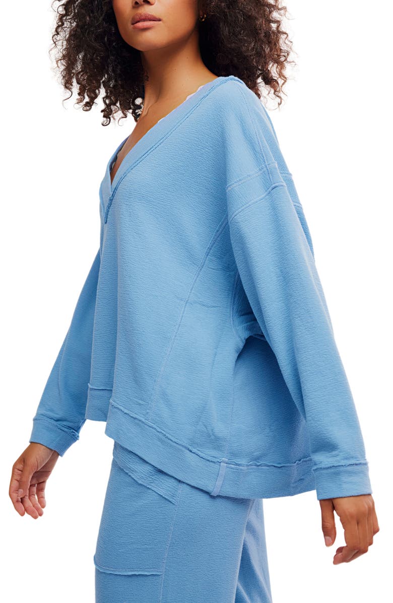 Free People Staycation Oversize Lounge Sweatshirt, Alternate, color, Blissful Blue