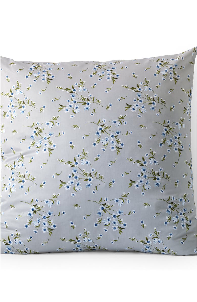 Lands' End 700 Thread Count Luxe Sateen Egyptian Cotton No Iron Bed Pillow Sham, Alternate, color, Light Fog Snow Drop Floral