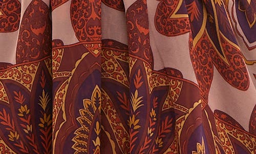 Socialite Floral Print Long Sleeve Minidress In Brown