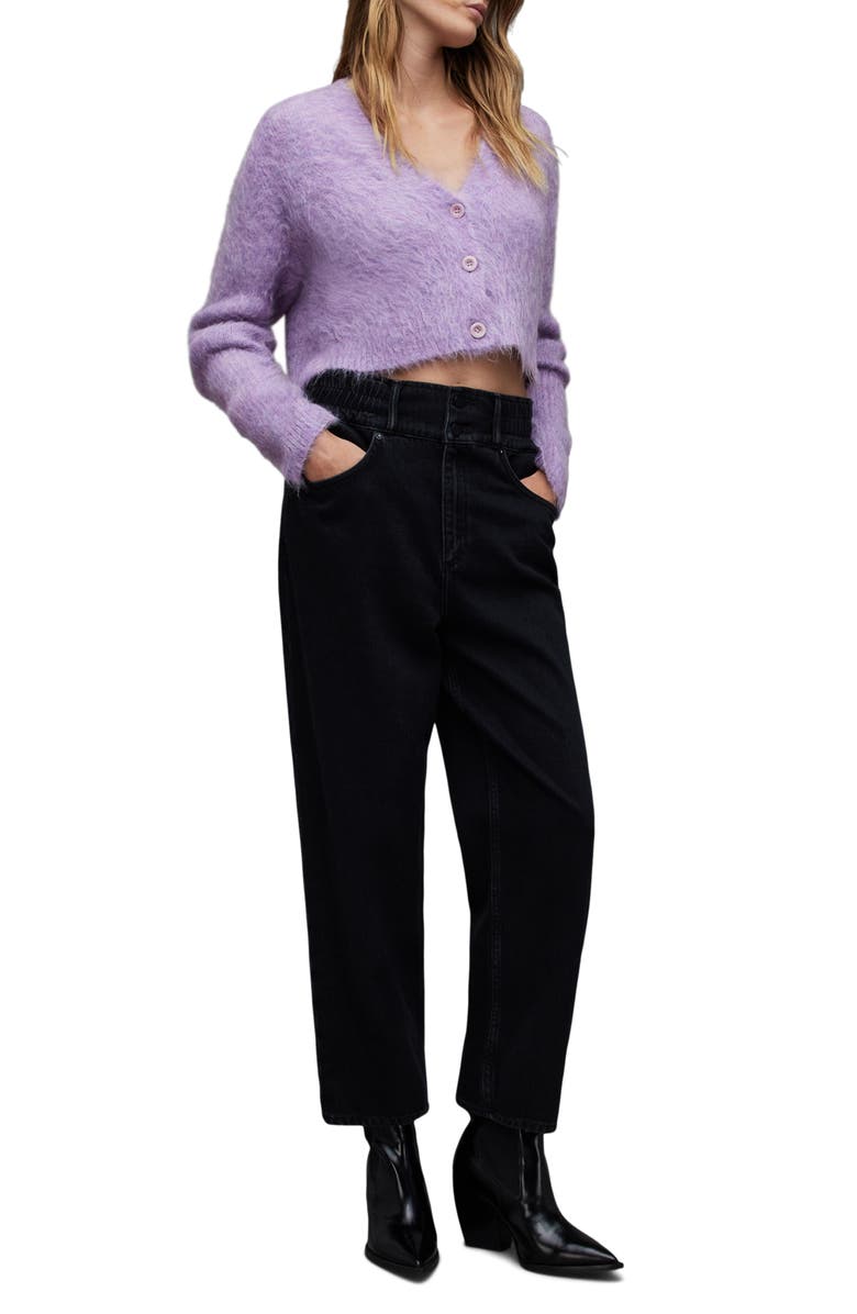 AllSaints Wick Crop Cardigan, Alternate, color, Lilac Haze