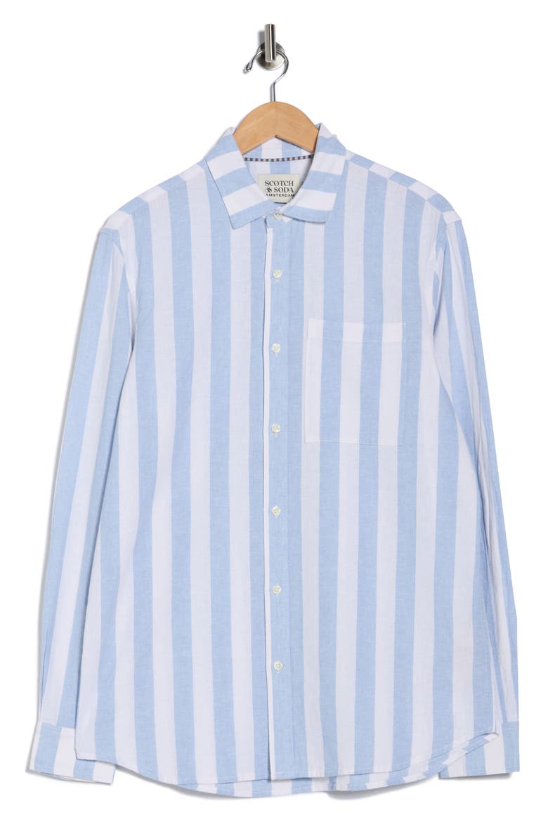 Yarn Dyed Button-Up Shirt, Alternate, color, MEDIUM BLUE