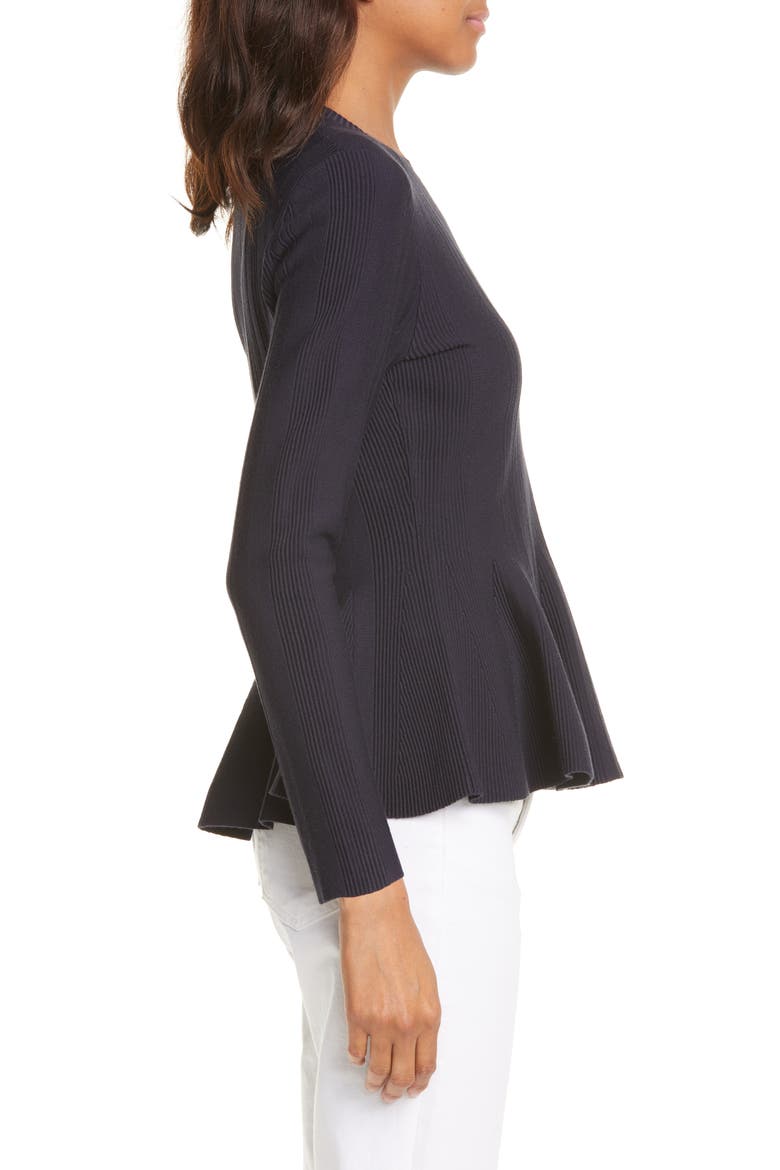 Beffi Ribbed Peplum Sweater, Alternate, color, NAVY