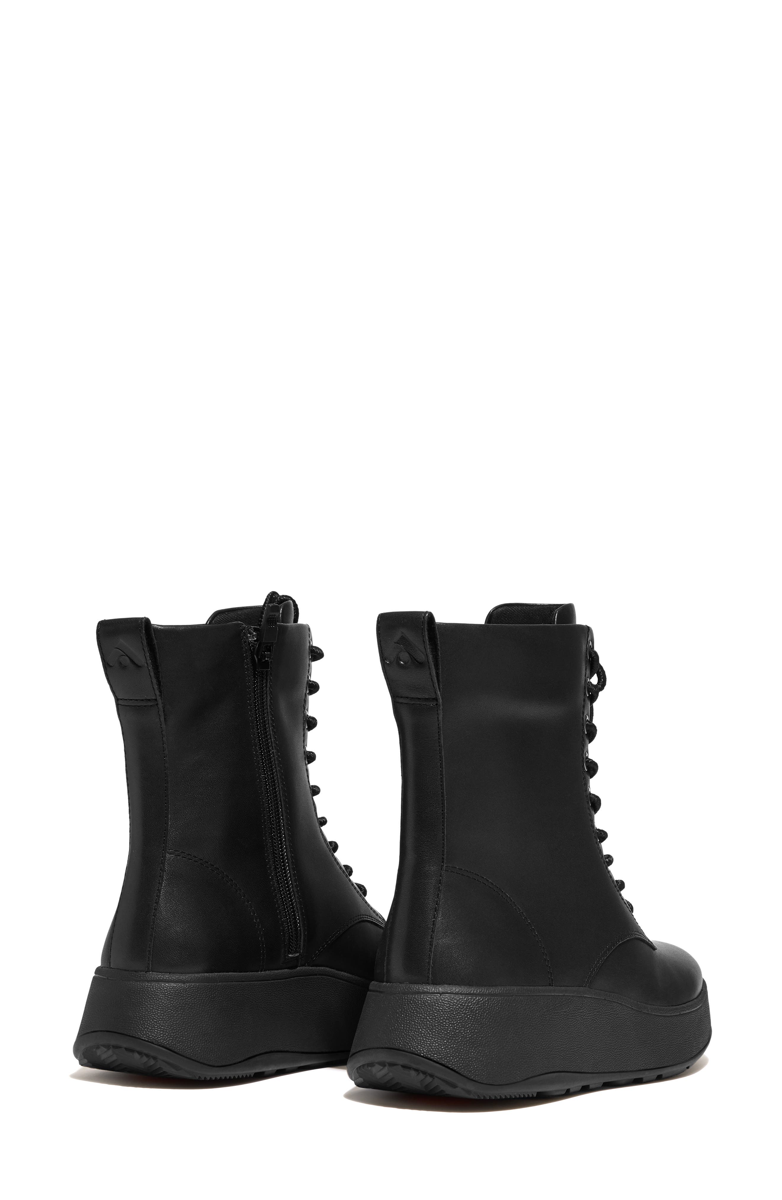 FitFlop F-Mode Lace-Up Leather Flatform Combat Boot, Alternate, color, 