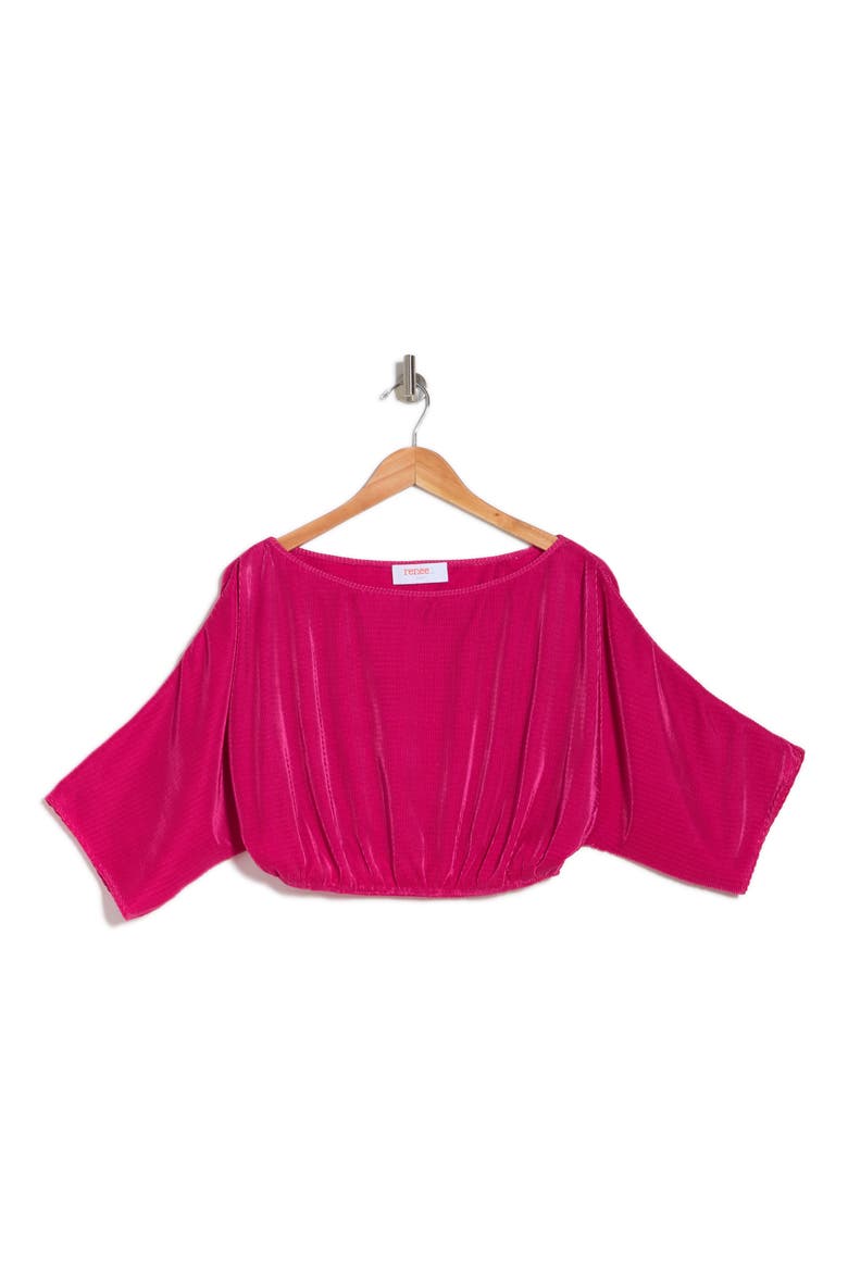 Plissé Crop Top, Alternate, color, DARK FUCHSIA