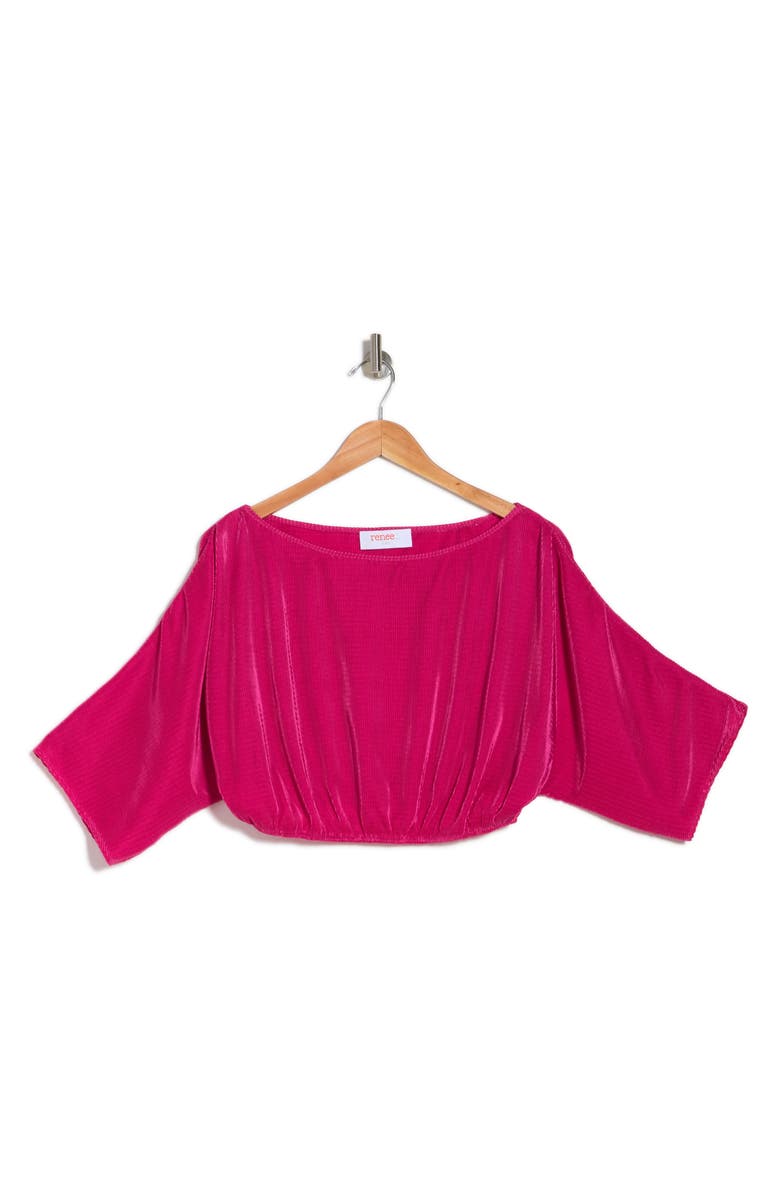 Renee C Plissé Crop Top, Alternate, color, Dark Fuchsia