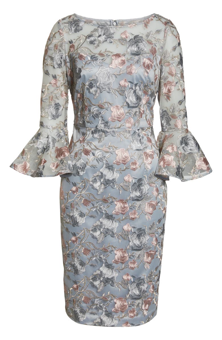 Eliza J Floral Embroidered Sheath Dress, Alternate, color, 