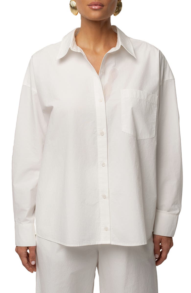 JLUXLABEL Leon Oversize Cotton Poplin Button-Up Shirt, Main, color, Ivory
