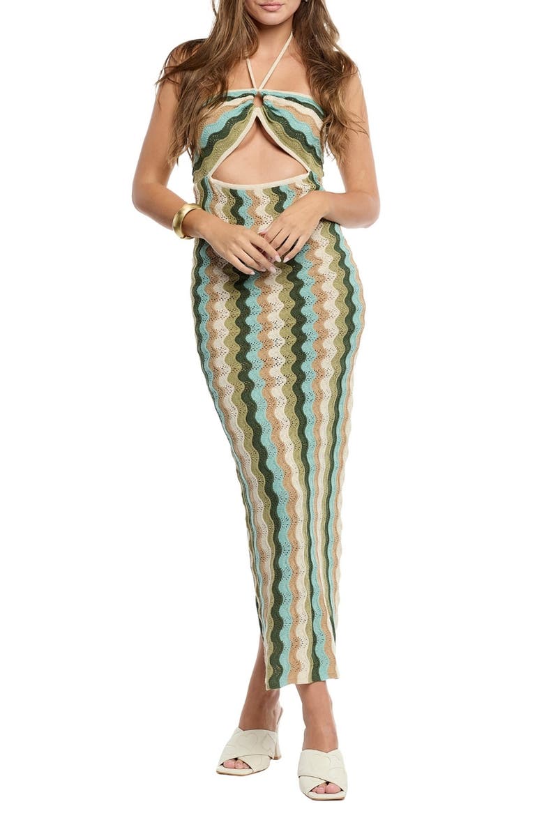 Capittana Poppy Green Crochet Cover-Up Dress, Main, color, Green