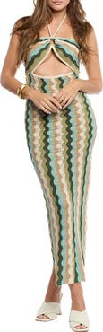 Capittana Poppy Green Crochet Cover-Up Dress